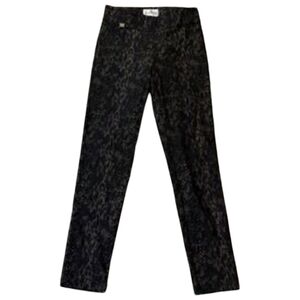 Joseph Ribkoff Black Print Leggings Size 8 Pull-On Pants Designer